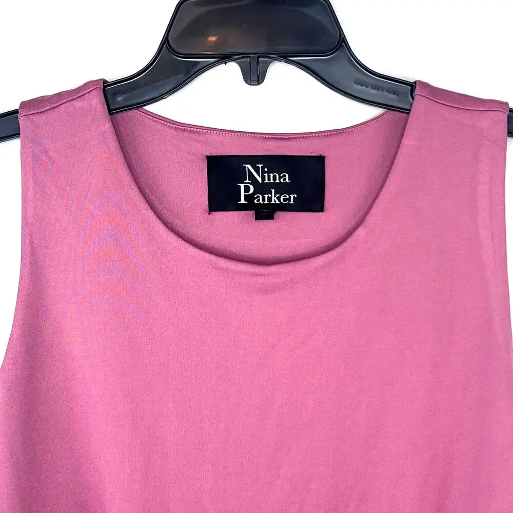 Nina Parker Size 1X Crew Neck Pink Cropped Tank Top